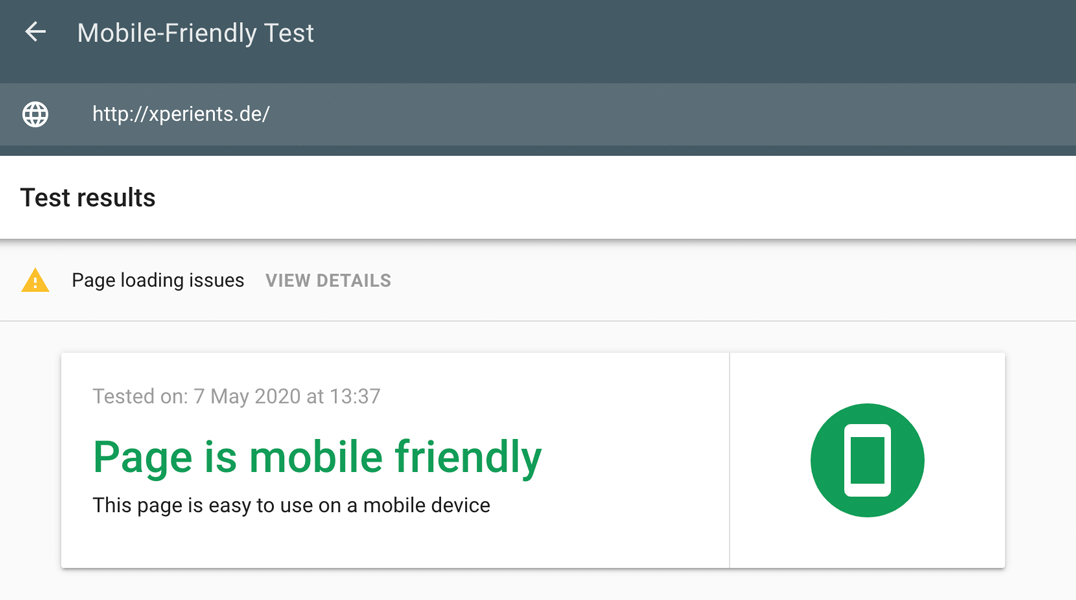 googles mobile friendly test