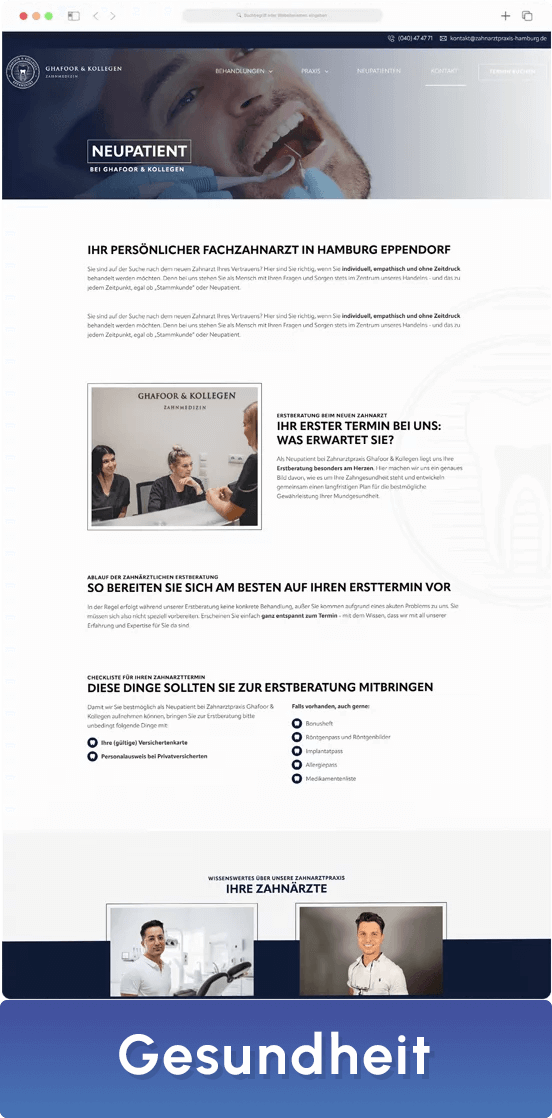 xperients hero zahnarztpraxis ghafoor kollegen blau