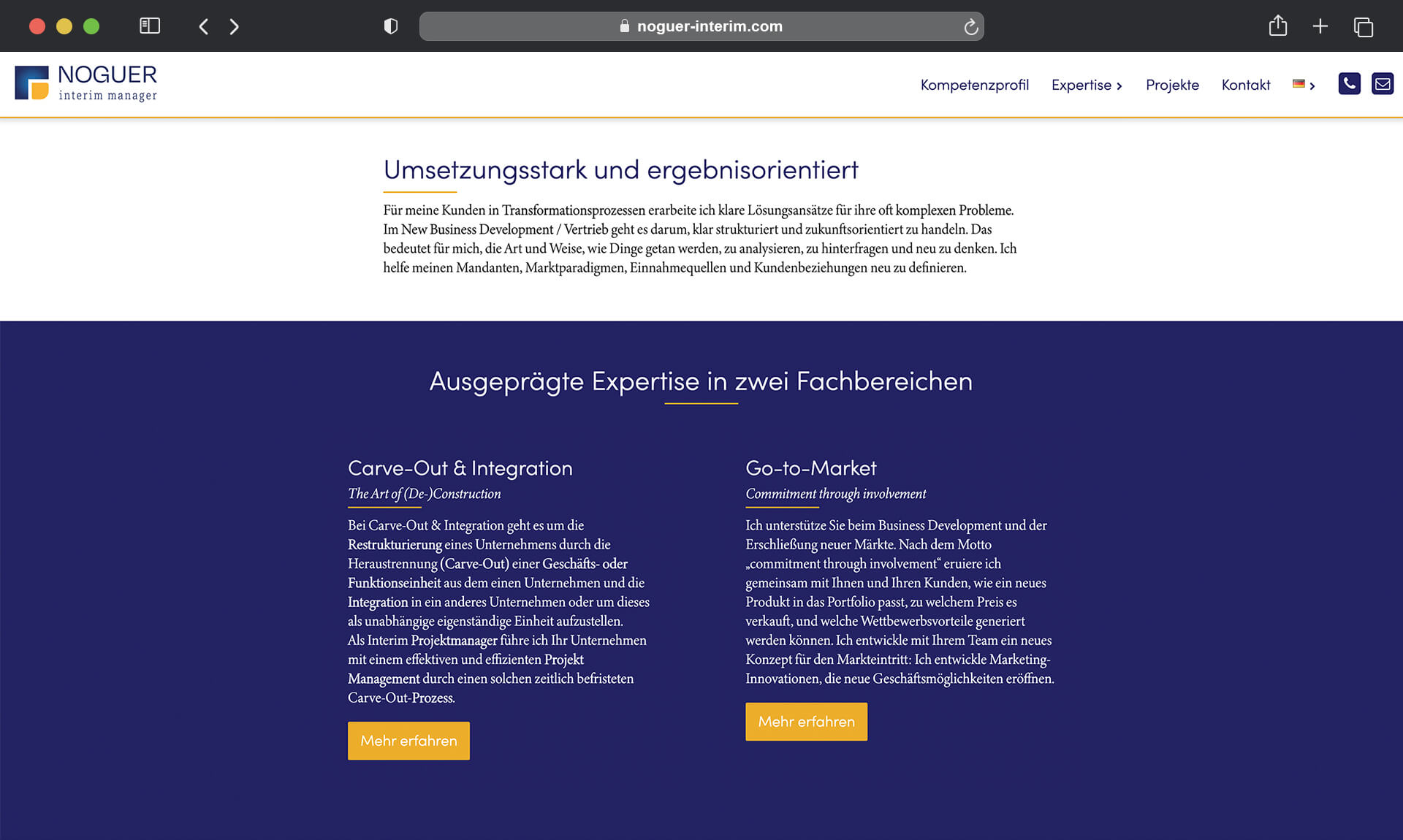 browser mockup zeigt noguer interim sprache deutsch