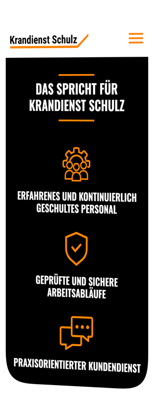 handy mockup zeigt vorteile von krandienst schulz via icons