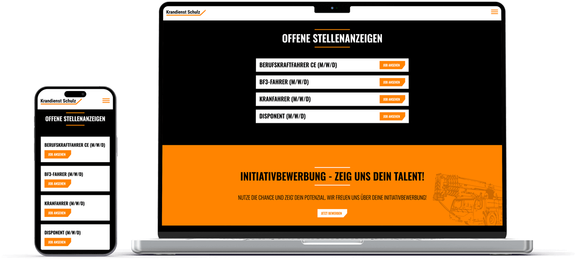 laptop und handy mockup zeigen karriereseite von krandienst schulz