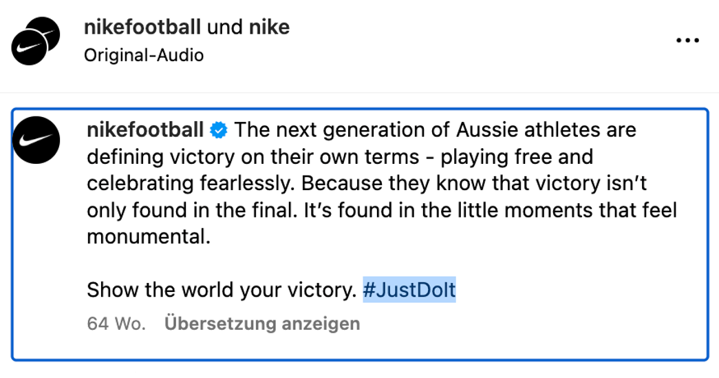 branded hashtag beispiel nike