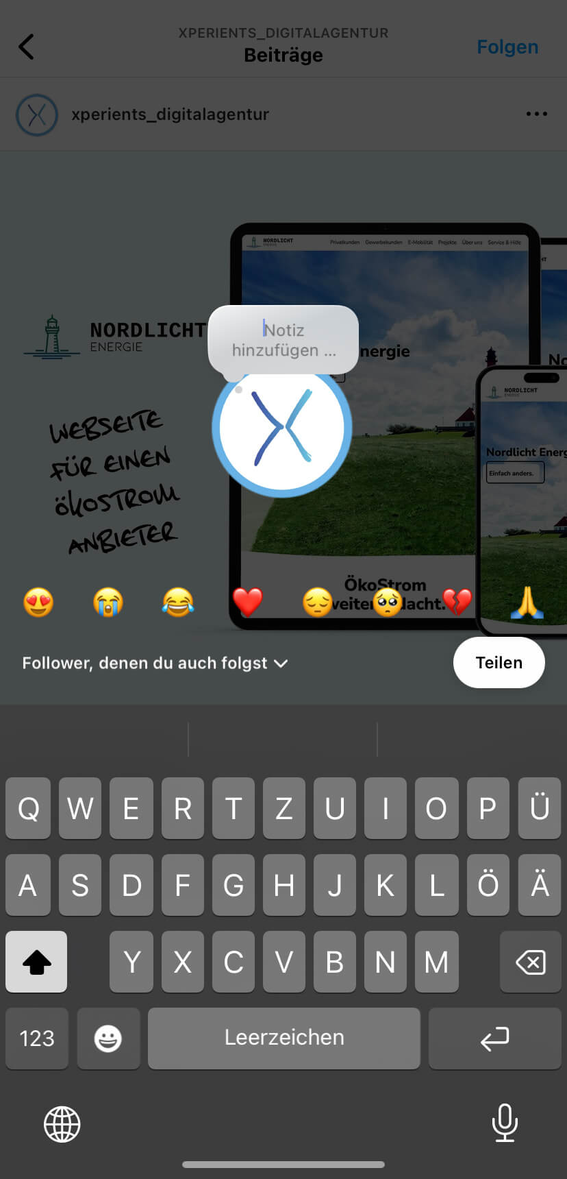 instagram notiz erstellen