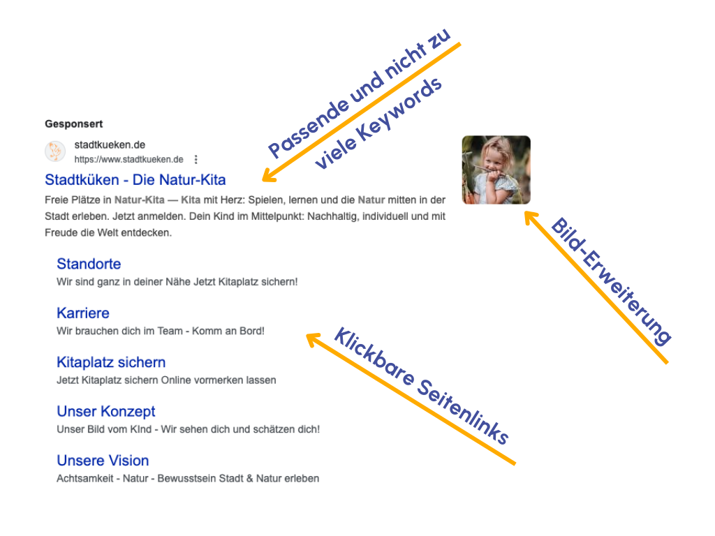 effektive anzeigenerweiterungen qualitaetsfaktor google ads