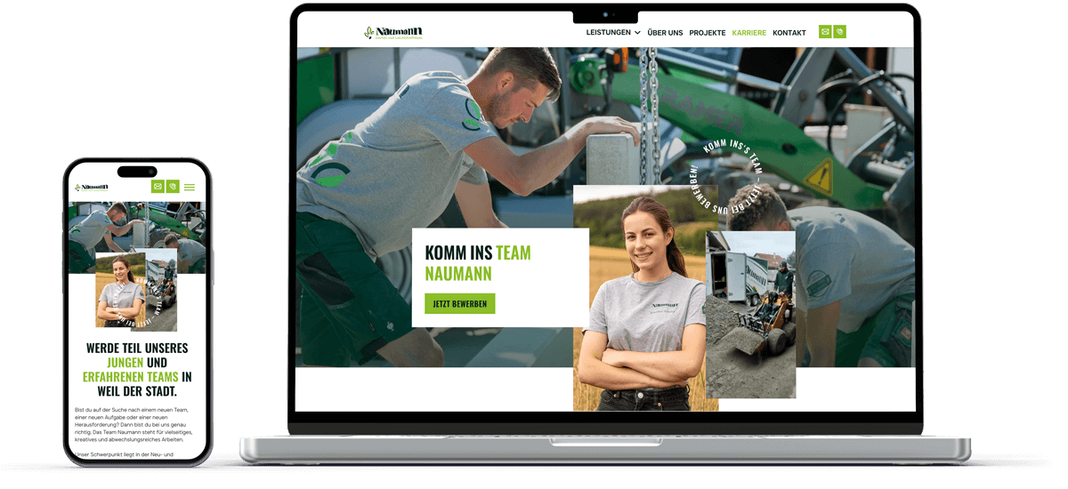 laptop und handy mockup zeigt naumann karriere bereich