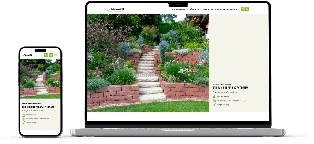 laptop und handy zeigt naumann projektseite