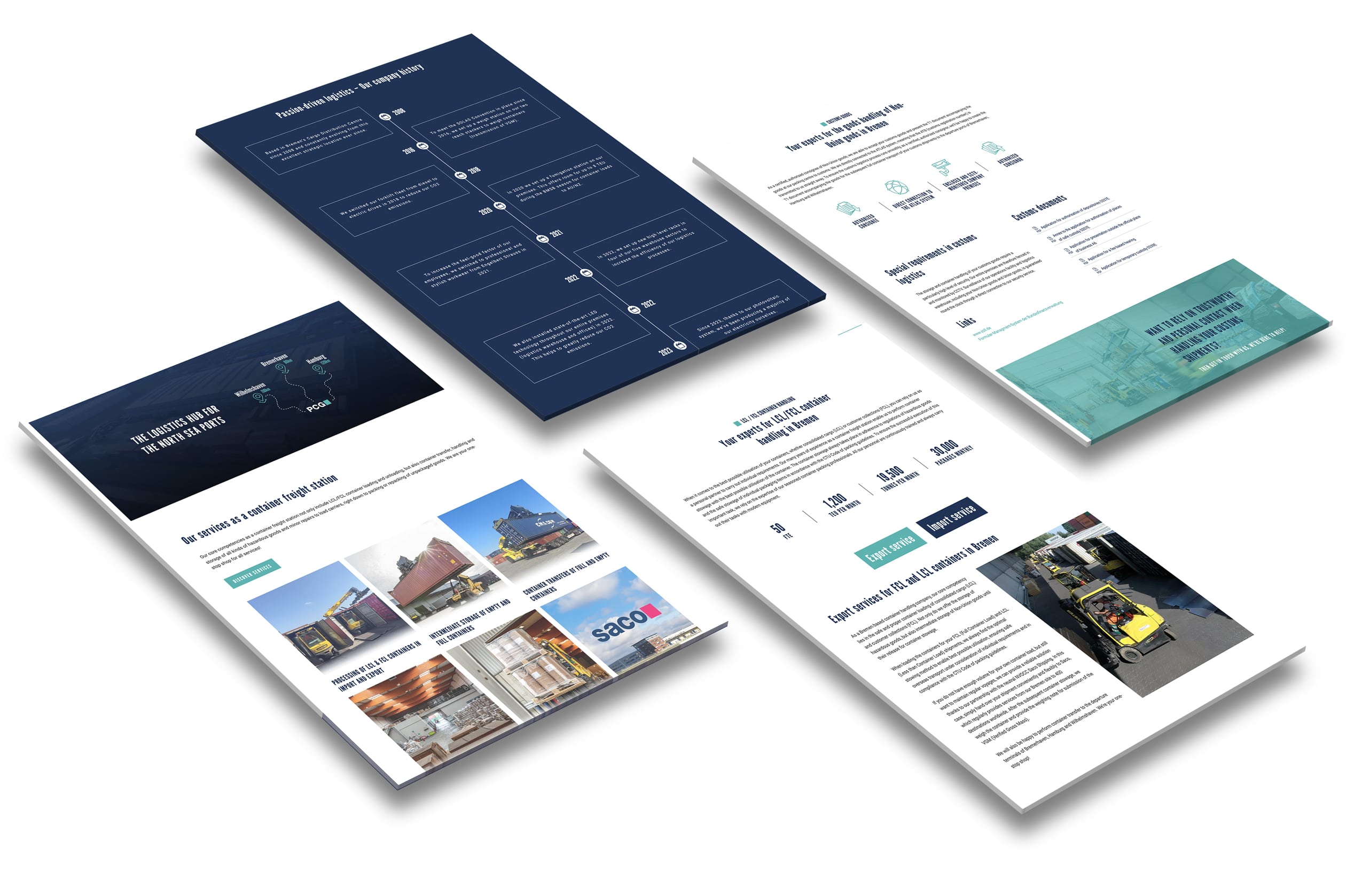 mockup which shows different areas of the pcg website