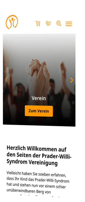 handy mockup zeigt mobile startseite prader willi syndrom von prader willi