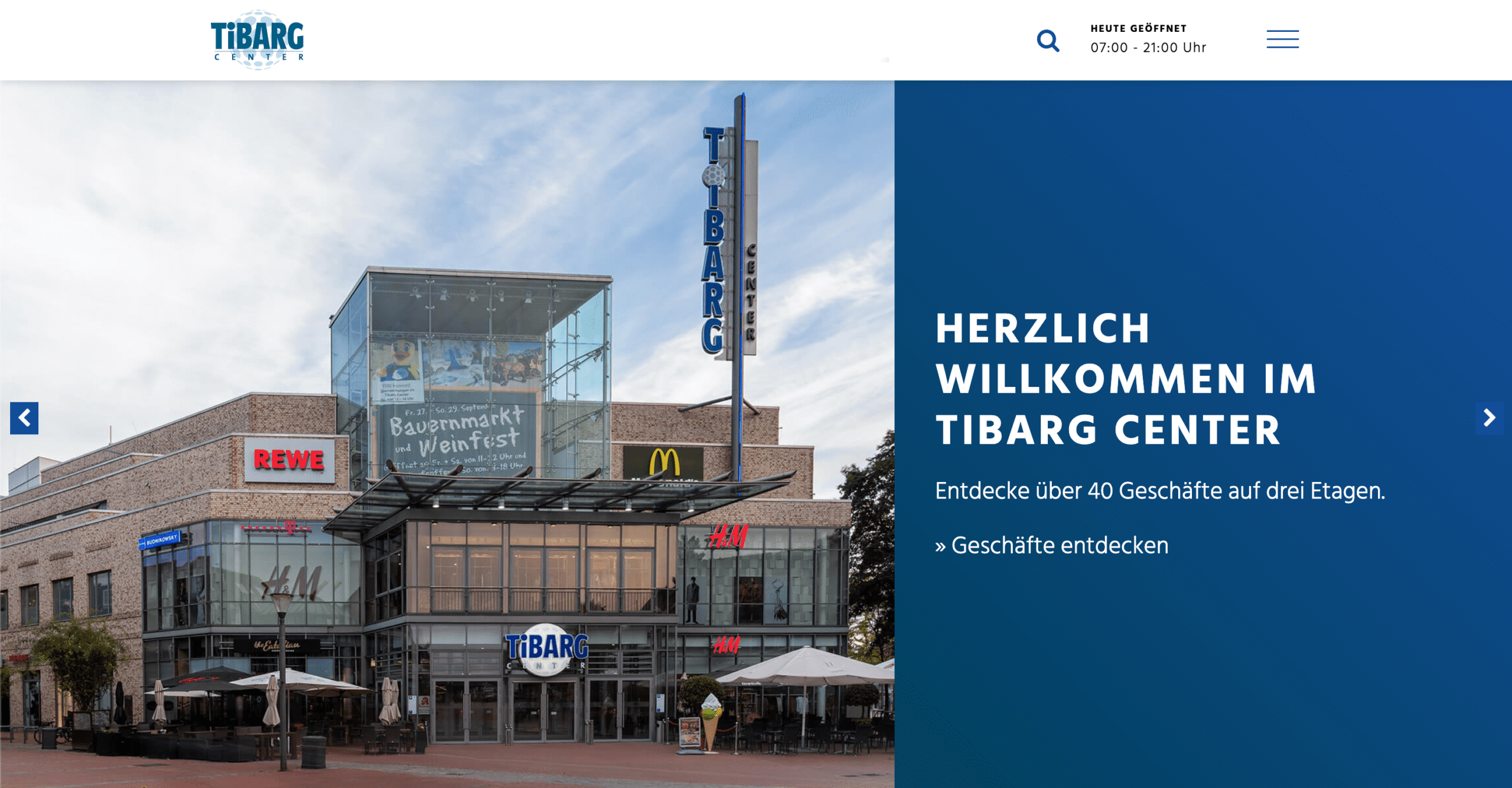 Tibarg Center · Beispielreferenz neue Website
